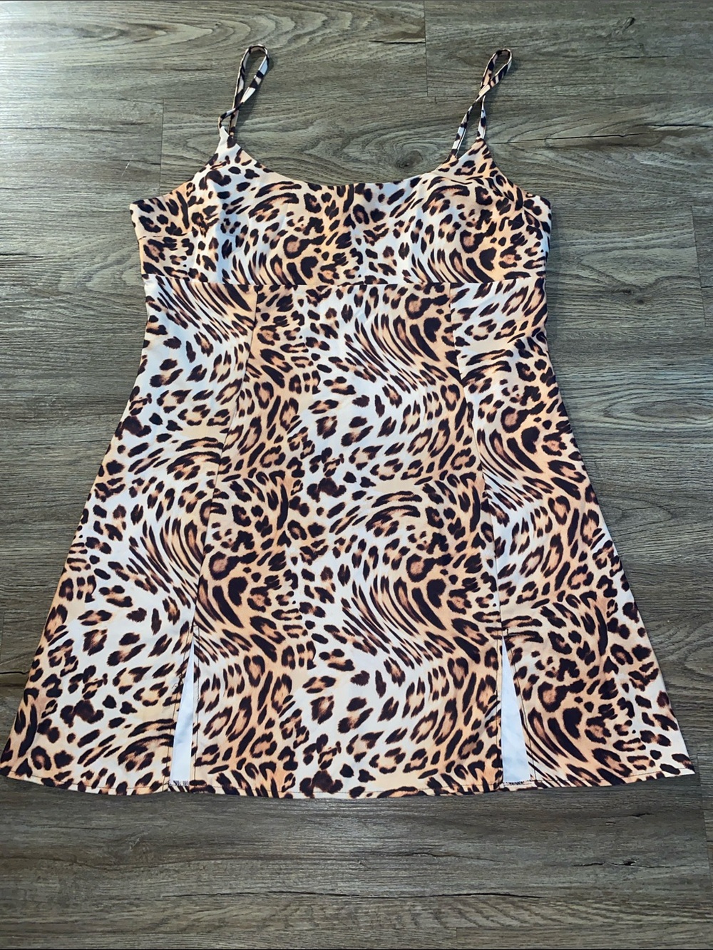 Leopard Print Spaghetti Strap Dress in Brown Size 12